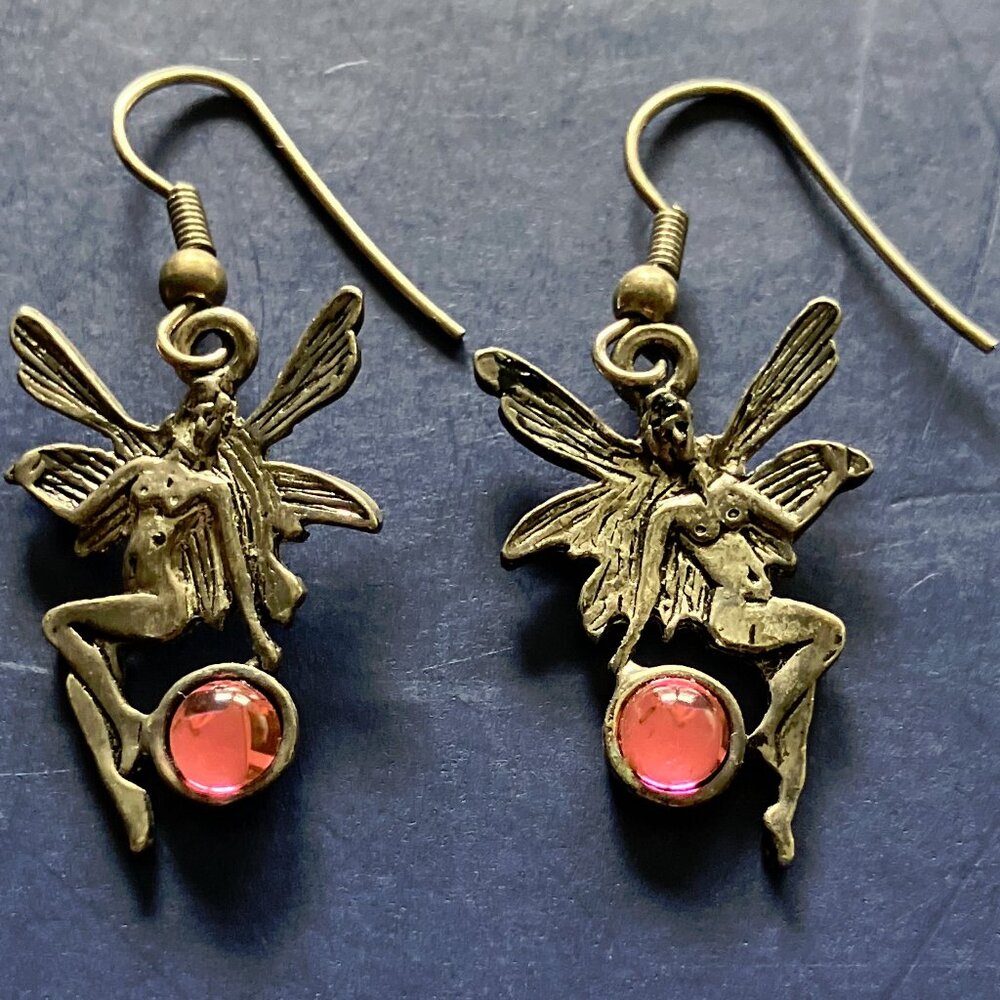 Fairy nymph mythical vintage fish hook earrings